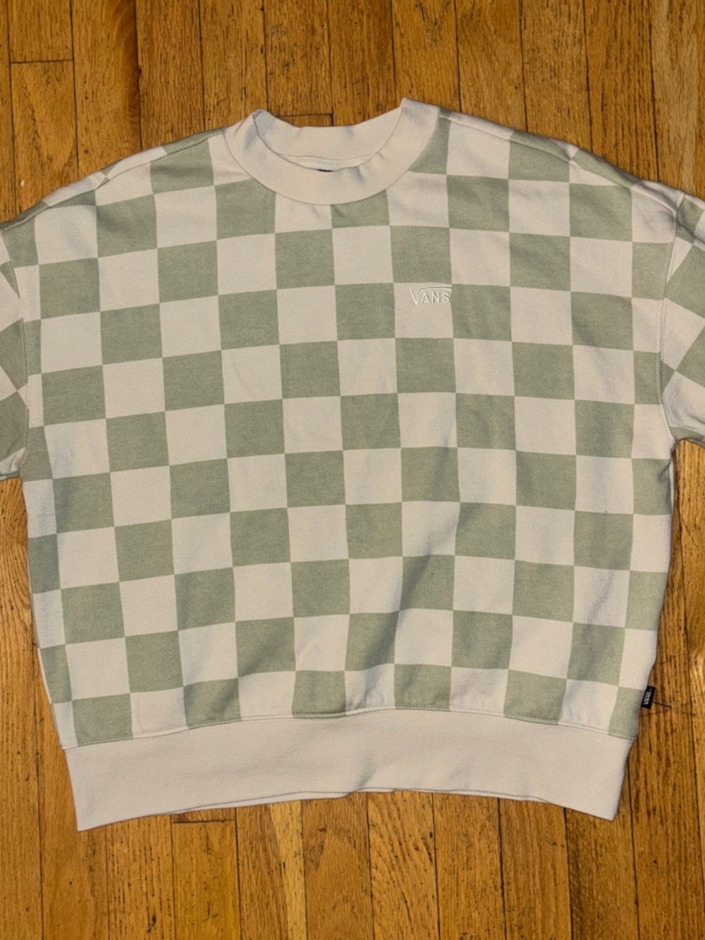 Vans Checkerboard Oversized Crewneck Sweatshirt - Sage Green - X Small